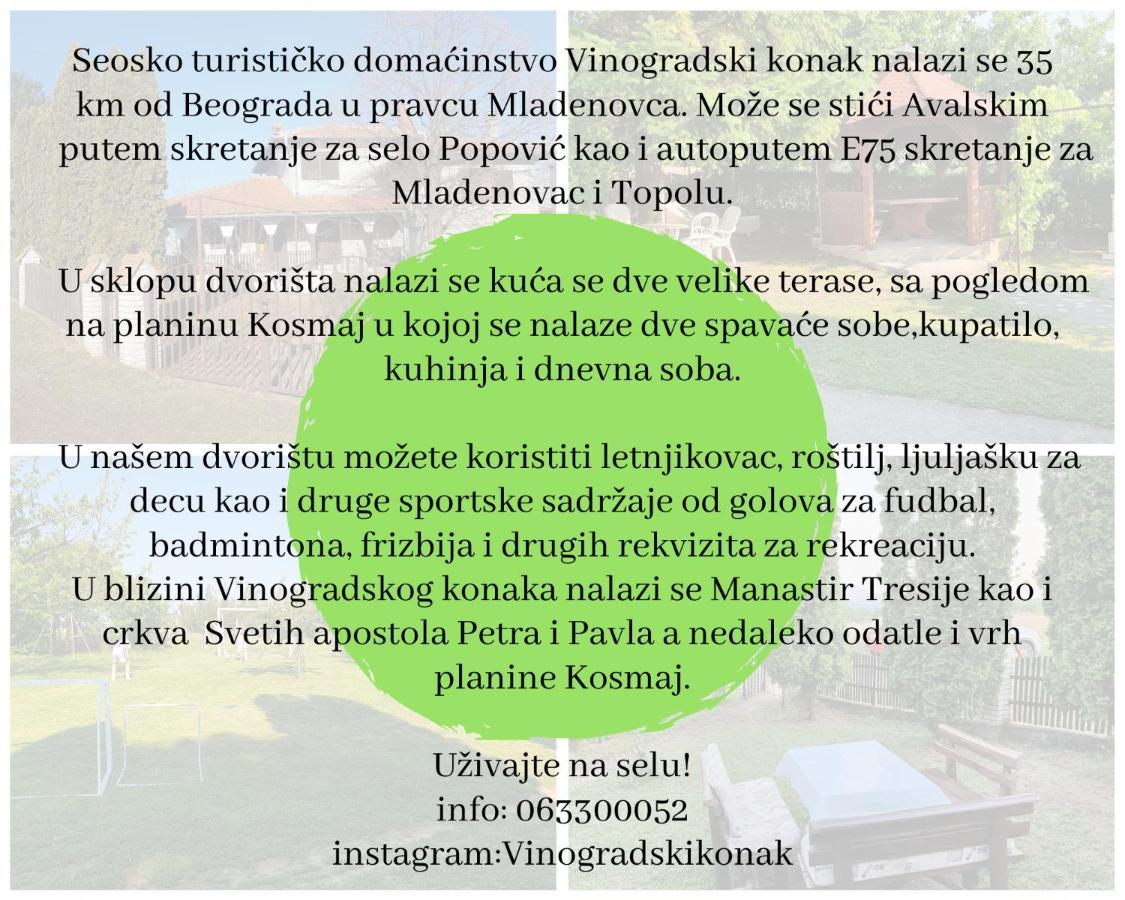 Vinogradski Konak Belgrade, Sopot,Kosmaj Exteriér fotografie